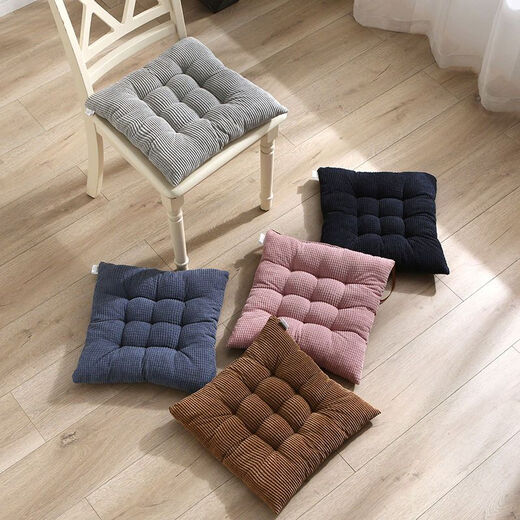 Yingzhuer thickened cushion office four seasons student classroom female stool floor mat butt cushion strap sedentary chair cushion corduroy square Barbie pink 40*40cm