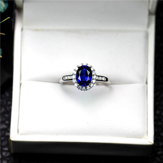 DL 1998 Fat Donglai quality tanzanite sapphire blue ring for women, silver and blue colored gems, Japanese and Korean birthday gifts, trendy jewelry, silver live mouth (main stone 6X8mm) A8