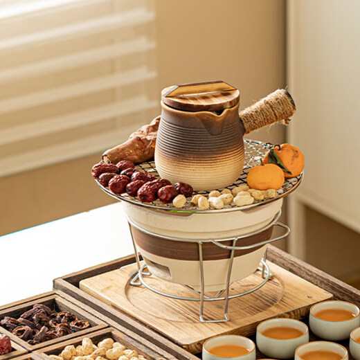 Yushangzhenpin stove-cooking teapot teacup set canned tea teapot roasted milk tea tea water separation ceramic teapot 1 pot 6 cups with lid