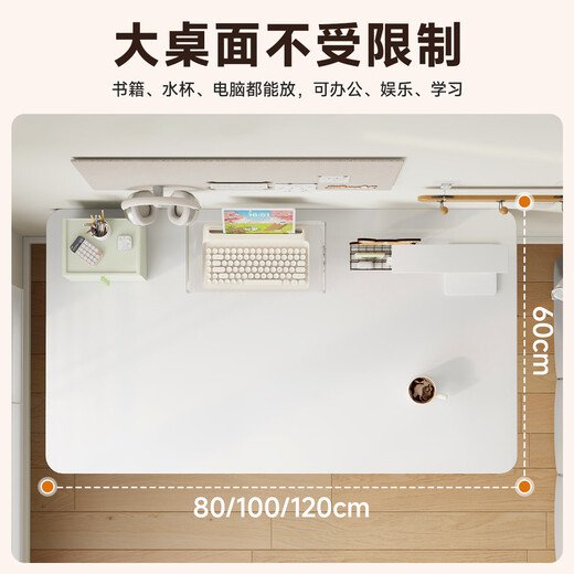 Zhaishida Computer Desk Home Desk Desk Hand-crank Lift Desk Study Desk Writing Desk Gaming Desk DNZ-17 Upgraded Pulley Model Simple White 120*60cm