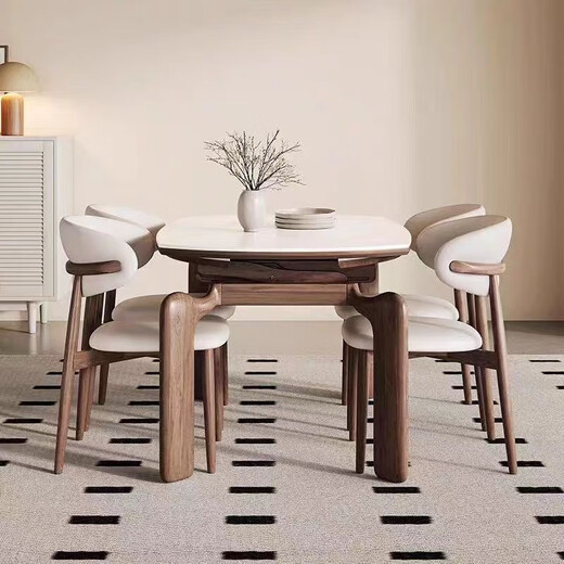 
Clofu solid wood rock table dining table elephant legs square and radius dual-purpose dining table and chair combination 9906#1.2m single table
