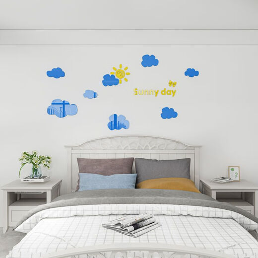 Hanchen Cloud 3D Dreidimensionales Acryl-Wandaufkleber Kinderzimmer Dekoration Girl's Heart Sticker Girl's Bettwanddekoration 795 Wolken rosa groß: 1,2 Meter lang, 59 cm hoch