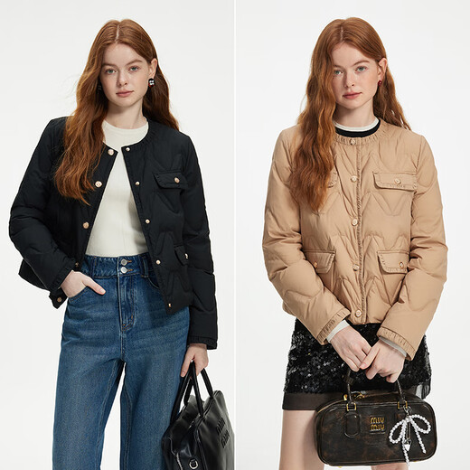 Fan's Fine Silanen La pequeña chaqueta de duda de estilo de fragancia pequeña para mujeres en otoño e invierno 2024 nueva chaqueta de moda de cuello redondo 14103 Café de nuez xs