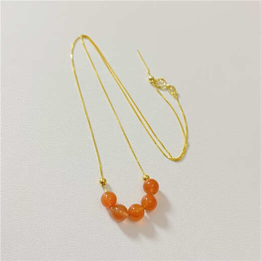 Mi Ling natural south red agate round beads with 925 silver chain smile clavicle chain women's south red necklace jewelry beads about 6MM hair one