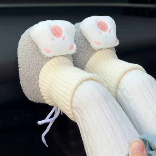 Midur baby shoes for winter boys and girls little-month-old infant toddlers toddler shoes integrated with velvet thickened warm cotton shoes blue (warm socks cotton shoes - milky white bear) 11 S inner length 11cm recommended 0-6 months