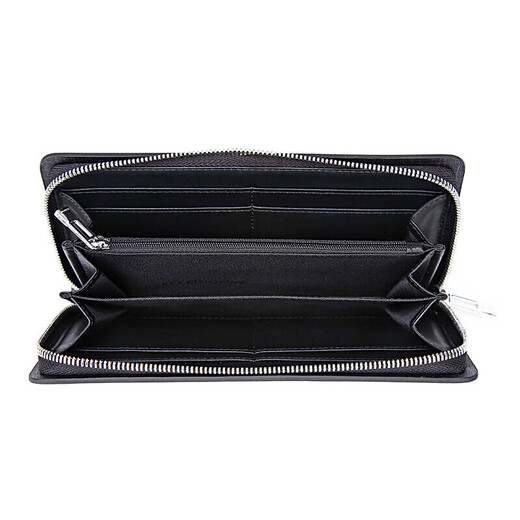 ELLE HOMME Clutch Men's Bag Business Casual First Layer Cowhide Zipper Long Wallet Ticket Holder Multi-Card Slot Clutch Bag 10300111628761913 Black Small Birthday Gift for Boyfriend and Husband