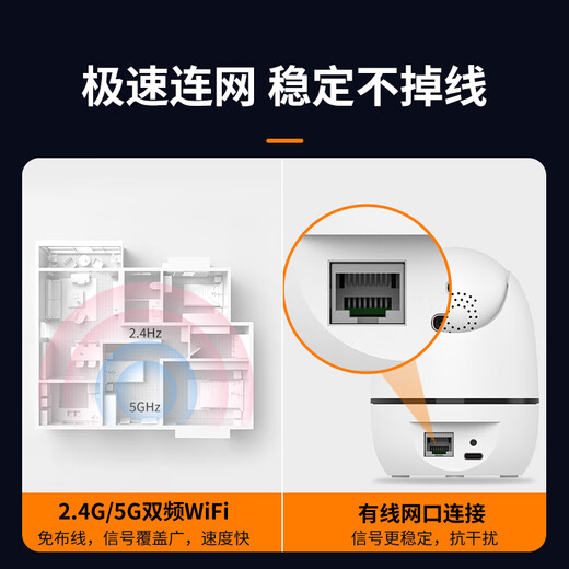 小湃500万5G双频家用摄像头无线wifi网络室内高清监控器360度无死角带夜视家用监控婴儿宠物创维智造