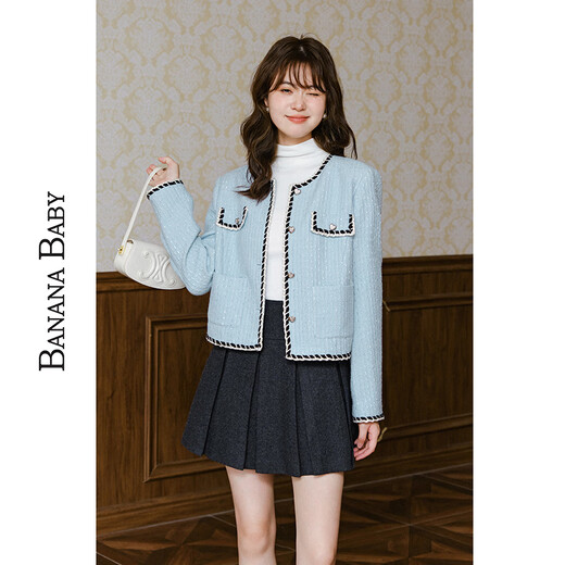 Banana Baby (BANANA BABY)BANANA BABY2024 winter retro college style pleated woolen skirt women's short skirt D244QZ687 dark gray M