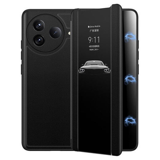 Demany Daymony Redmi K80 Mobile Case Redmi K80 Pro Magnetic Flip Cover Protection Case Redmi New K70ultra Supreme Edition K60E All-Inclusive Anti-Fall Business Advanced Sensor Case Männer und Frauen Basalt Black (Nanskin Magnetic) + Film Redmi K80Pro