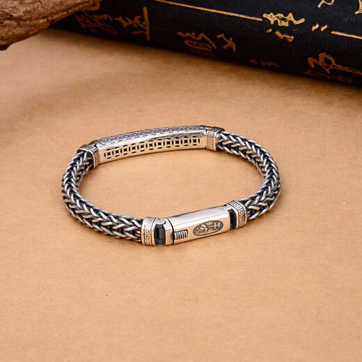 ROSENA SAMMI925 sterling silver personalized retro ethnic style silver jewelry pure hand-woven fashion trendy brand bracelet bracelet for men and women 170Jin Jin equals 0.5kg and above-22cm