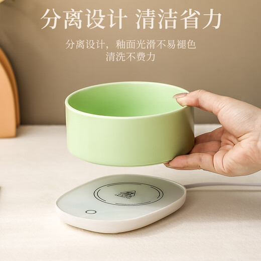 欧曼丽莎猫咪恒温饮水机加热喝水碗宠物冬天喂食喂水碗酸奶机猫陶瓷饮水器 【600ml】绿色防干烧陶瓷碗 自动感应35度恒温