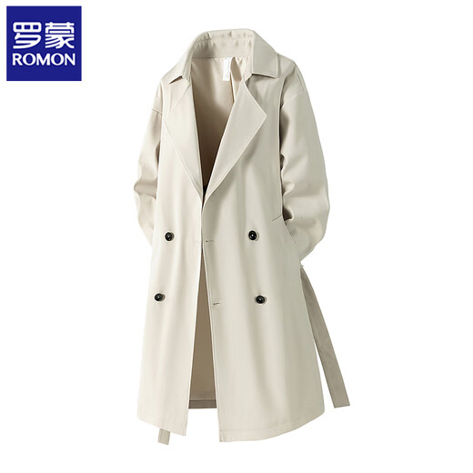 Luo Meng high-end mid-length windbreaker jacket for men in spring and autumn high-end casual over-the-knee coat for men black XL 130-160Jin Jin equals 0.5 kg