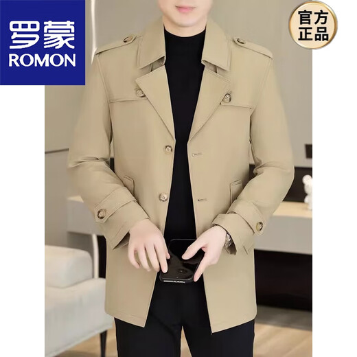ROMON windbreaker men's short casual coat lapel youth handsome 2025 autumn and winter new coat men's 76 styles black plus velvet plus thicker L recommended 110-125 Jin Jin equals 0.5 kg