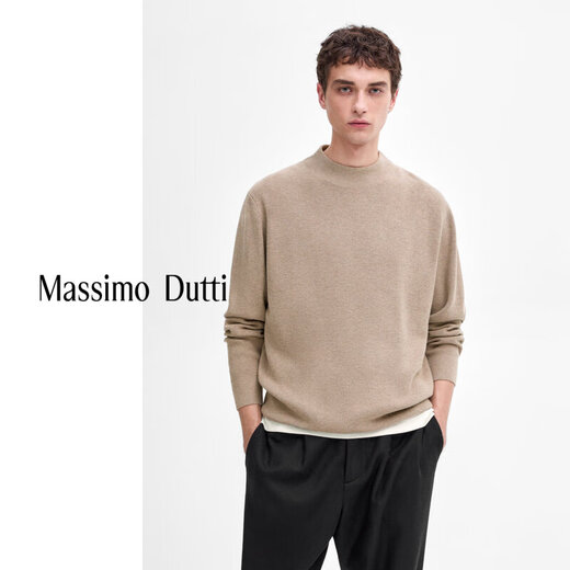
Massimo Dutti discount upgrade 2025 men's casual simple style turtleneck sweater pullover knit sweater 00927390 Taupe M (2)