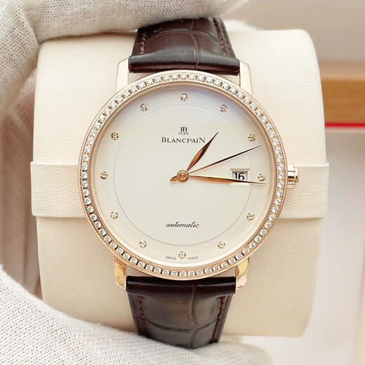 [Second-Hand 99 New] Blancpain 6654 Klassische Herren-Uhren-Serie Automatic Mechanical Watch Moon Phase Month Woche Second-Hand Luxury Watch 6223-2987-55B/18K Roségold Diamond-Set