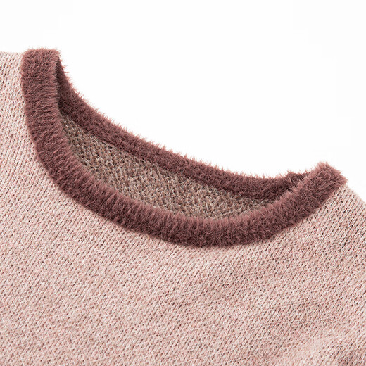 LAGOGO Cute Dog Yuexin Contrast Color Collar Mixed Pollen Sweater Women Lagogu 2025 Winter Imitation Mink Velvet Sweater Mixed Color L