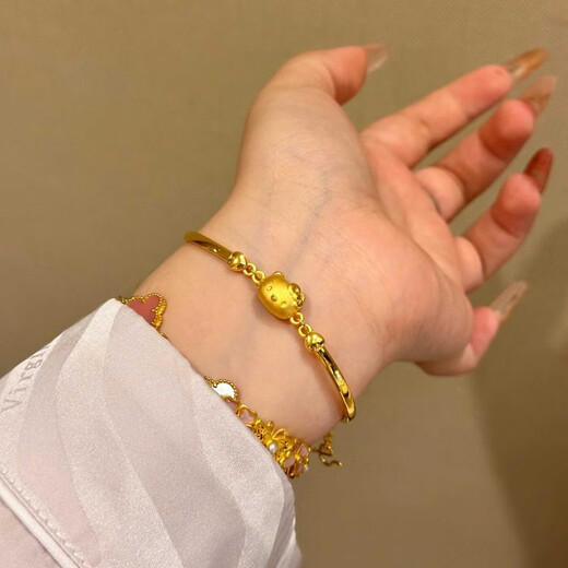 Pupan Old Phoenix Gold Store Gold Kitty Cat Bracelet Sweet Princess Style 18k Gold Bracelet Female Internet Celebrity Y Cat Bracelet Chain