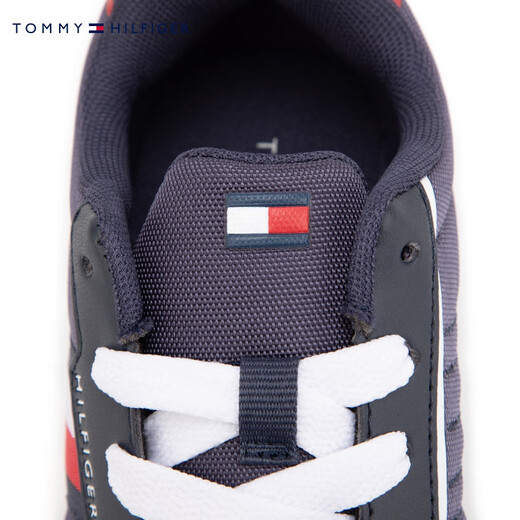 Tommy Hilfiger Kinderkleidung Herren-Farbblocking gestreiftes Gurtband Retro Casual Schuhe Sportschuhe Laufschuhe Reisschuhe Th100944 Marine Blue 695 35
