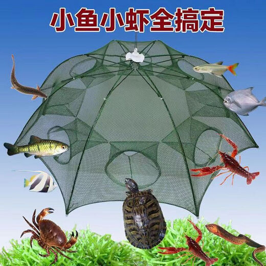 Fish net, ground net cage, ground dragon does not come out, only enters the fishing artifact eel mud n loach lobster fishing net cage, umbrella cage, fishing net, bold and thickened 10 holes + accessories