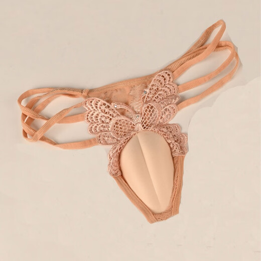 CD fake 1 girl underwear male 1 to female butterfly thong strap sexy sexy temptation underwear 1 pair skin color (80-130Jin Jin equals 0.5kg) 3D invisible style