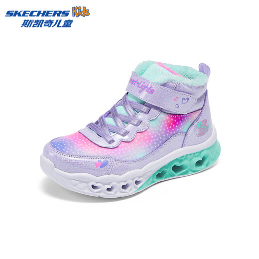 Skechers斯凯奇儿童秋冬保暖运动鞋舒适闪灯休闲棉靴302677L 677L薰衣草色/多彩色/LVMT 28.5