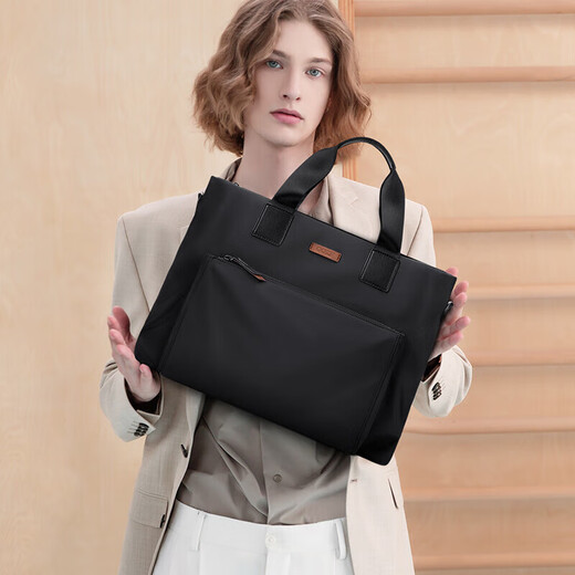 Golf GOLF business briefcase men's large-capacity handbag men's 15-inch laptop bag lightweight casual shoulder crossbody bag horizontal briefcase 5I768317J black