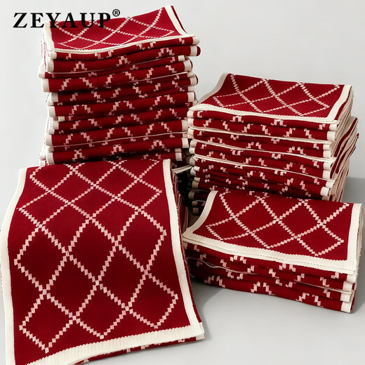 ZEYAUP 100% wool scarf for women in autumn and winter thickened warm scarf as a Christmas and New Year birthday gift for girls and wives, red and white rhombus, brand high-end light luxury gift box, practical for girlfriends and lovers, one size fits all