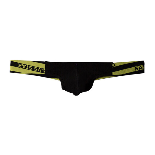 ORLVS Pure Desire Men's G-string Buttocks Waistless Double Butt Super Low Waist Sexy Butt Lifting Free of Removal Back Hollow Gay T-Pants 01 Yellow L