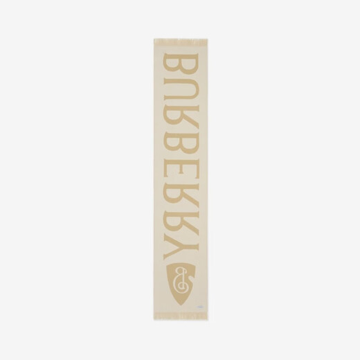 Burberry (BURBERRY) celebrity style scarf for men and women, logo decorated wool scarf, sand color