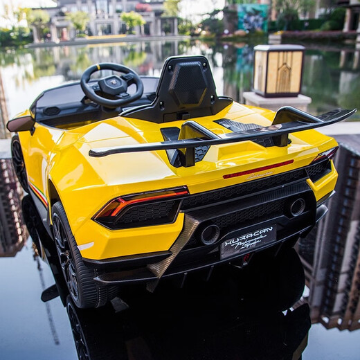 Cool Sun Lambo yellow children's remote control car can sit on baby electric car children's car can drive four-wheel drive