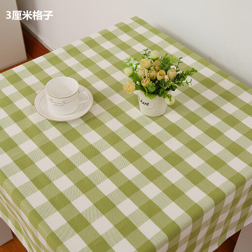 Yizixiu Nordic checkered tablecloth pure cotton and linen thickened coffee table sofa cover modern fresh checkered tablecloth simple tablecloth green small plaid customized various sizes non-returnable