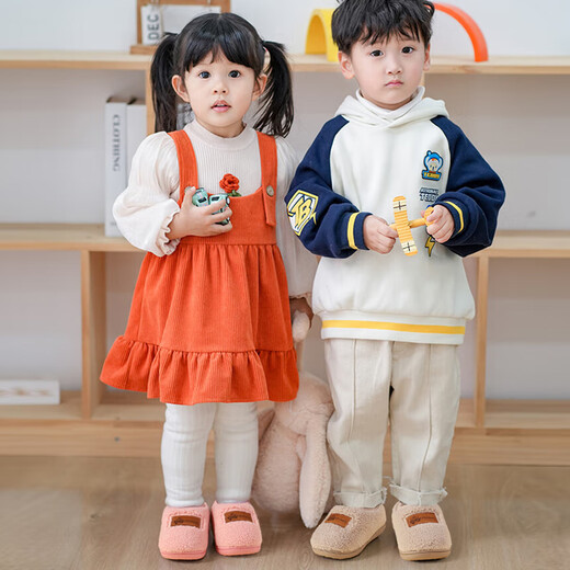 My Little Pony children's cotton slippers, warm and velvet, boys and girls, indoor and outdoor slippers, winter style, khaki size 140