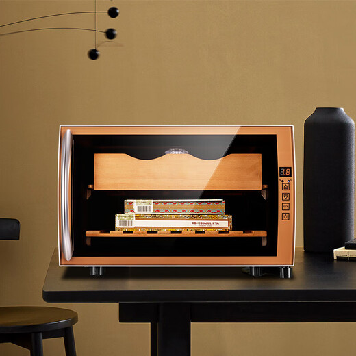 CIGARLOONG 25C cigar cabinet temperature controlled and moisturizing Spanish cedar wood naked small mini humidifier cabinet household energy-saving silent electronic cabinet dual-core dual-core refrigeration constant temperature red wine cabinet golden cigar style 25L cigar cabinet