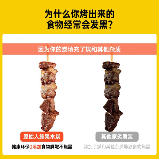 Primitive charcoal household smokeless barbecue charcoal fruit charcoal winter quick-burning bamboo charcoal special charcoal pure fruit charcoal-5Jin Jin equal to 0.5kg with ignition block + carbon clip