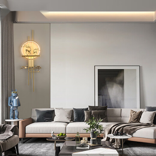 Yichen customized all-copper modern minimalist living room wall lamp creative bedroom bedside living room lamp grille TV sofa background wall all-copper wall lamp 80 high warm light