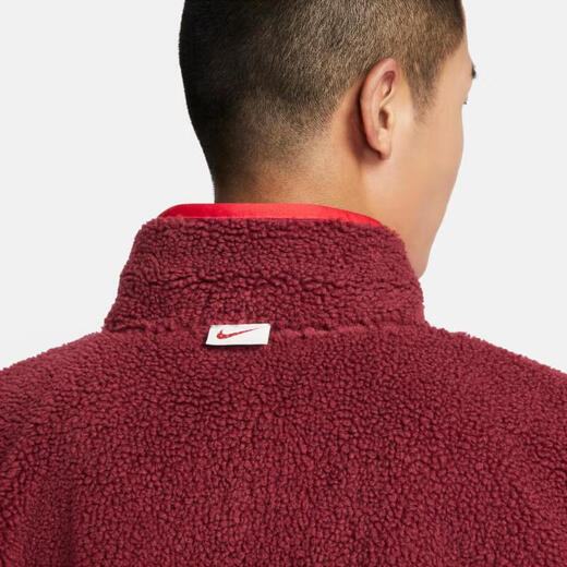 
Nike jacket men's clothing 2024 Spring CNY Dragon Year limited new three-hook imitation lamb standing collar sports casual clothing FZ6194-677/Red M