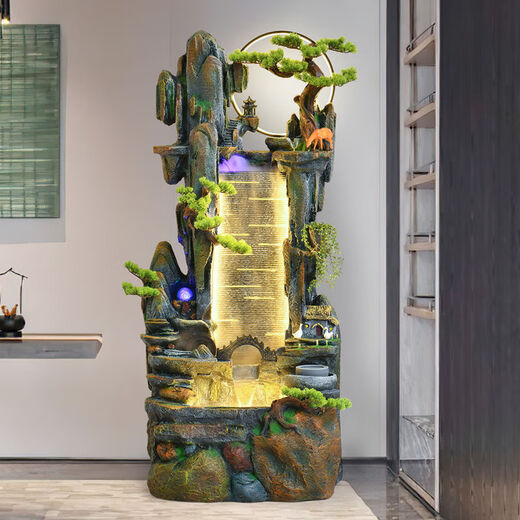 Nuevo piso a gran escala de estilo chino Rockery Flowing Fuente Adornos Sala de estar Feng Shui Circulación de agua Decoración de paisajes de agua 9929 Pequeña altura 110 cm