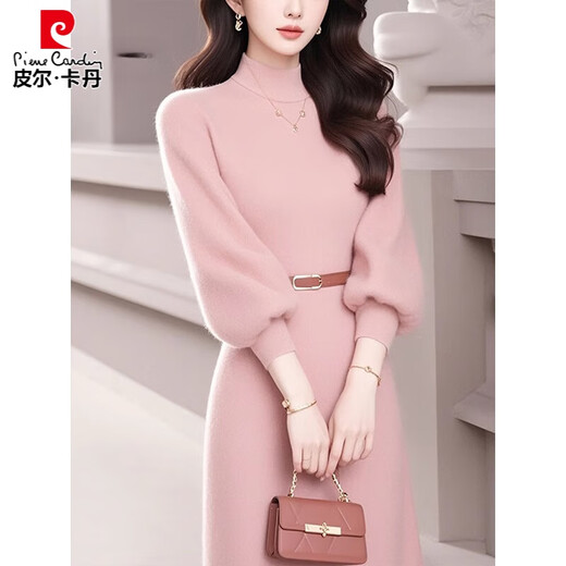 Pierre Cardin (Pierre Cardin) French style age-reducing pink knitted dress ladies temperament bottoming sweater skirt with coat autumn and winter new style pink XL 115-130Jin Jin is equal to 0.5 kg