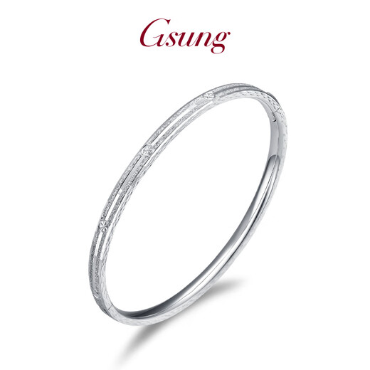 GsunG platinum bracelet women's new model PT950 double nail sandblasted bracelet platinum bracelet couple style fashionable and shiny. Priced by gram, please contact customer service before bidding for gold price.