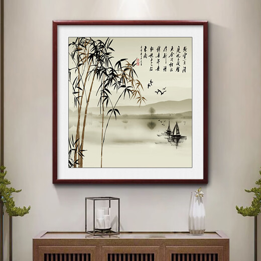 Paidan Fairy Dream Zheng Banqiao Bamboo Newspaper for Peace Bamboo Decorative Painting Entrance Hall Hanging Painting New Chinese Ink Painting Dou Fang Restaurant Chinese Painting G-Bamboo Newspaper for Peace Zheng Banqiao 80*80cm Oil Canvas + Plexiglas Elegant Mahogany Solid Wood Frame