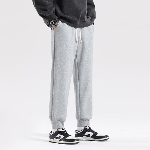 MINISO American casual heavyweight leggings men's winter sports plus velvet warm loose leggings long pants dark gray L