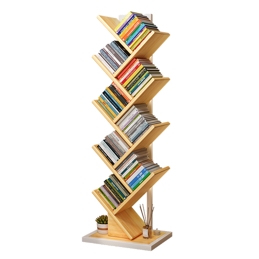 Shanshan wood art bookshelf floor-standing storage rack storage shelf creative steel wood multi-layer home student tree-shaped small bookcase