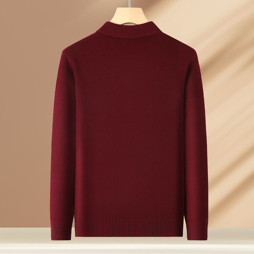 Antonio 100% sheep wool Chinese New Year red series men's lapel Polo sweater cardigan base sweater spring and autumn