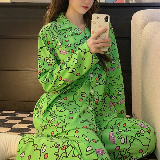 YIMENGTO伊门驼灵能睡衣女春秋季款长袖搞怪小酒窝卡通学生家居服套装 826#双长皱布镜音双子 M