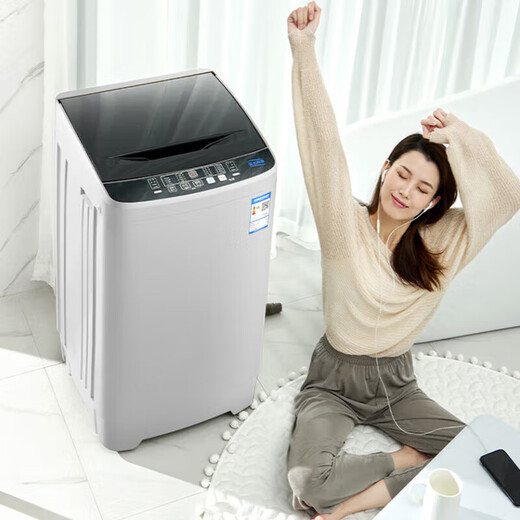 Zhigao fully automatic washing machine, large-capacity pulsator, blue light washing and intelligent air drying, dormitory rental, household small washing machine washing and washing machine [family three] 10 public Jin [Jin equals 0.5 kg] Gem Lime
