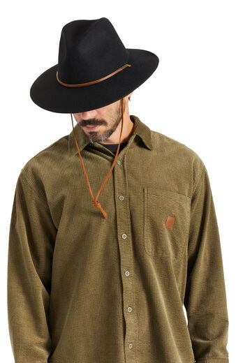 BRIXTON outdoor wool felt hat 9cm wide brim adjustable unisex classic black//white Large