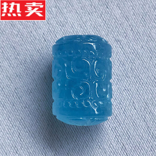 SNQP天然海蓝宝回纹珠桶珠 海蓝宝石路路通手串吊坠 diy饰品礼物 hh695