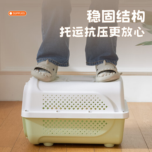 跨境航空箱猫咪狗狗车载笼便携外出狗笼太空箱托运箱宠物箱批发 高级灰(底板+挂碗) 宠物航空箱