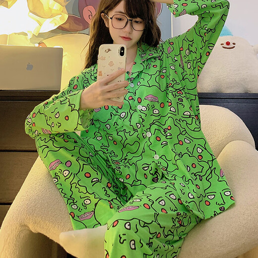 YIMENGTO伊门驼灵能睡衣女春秋季款长袖搞怪小酒窝卡通学生家居服套装 826#双长皱布镜音双子 M