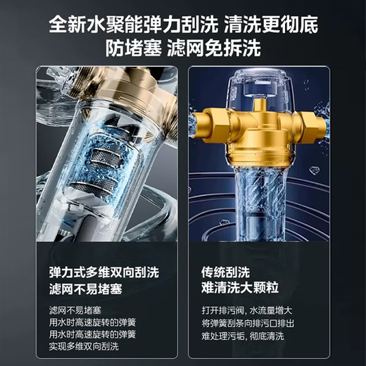 埃美柯前置过滤器家用6分自来水管过滤水管道滤芯反冲洗过滤器多款6636 4-6分通用前置过滤器
